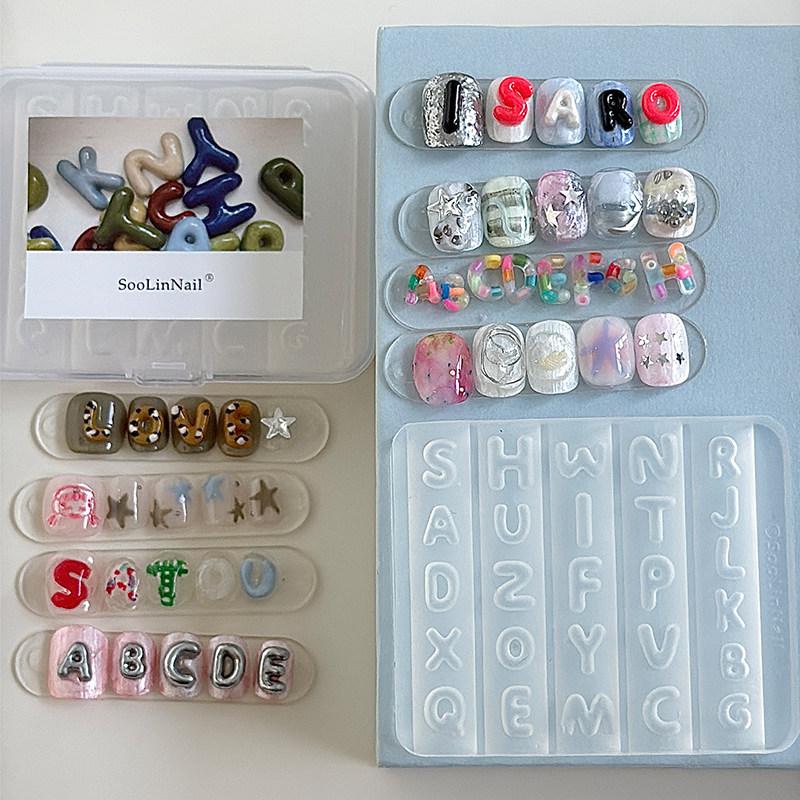 Resin Art Alphabet - แม่พิมพ์ซิลิโคนลายตัวอักษรสำหรับตกแต่งเล็บ ไม่ติดแม่พิมพ์ 26 ตัวอักษร เหมาะสำหรับงาน DIY