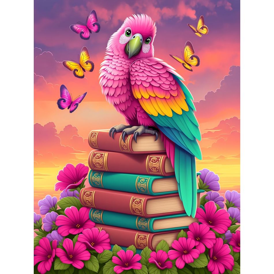 Resin Art Wallpaper - ภาพเพชร RUOPOTY ตกแต่งบ้าน นกแก้วหลากสี งานศิลปะเพชรสำหรับผู้ใหญ่ รูปสัตว์