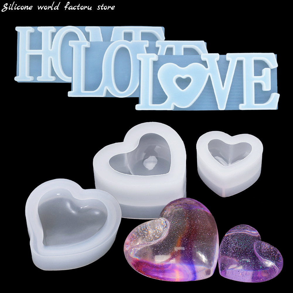 Resin Art Alphabet - แม่พิมพ์ซิลิโคนรูปหัวใจ 3 มิติสำหรับทำเทียน แม่พิมพ์ซิลิโคนสำหรับทำตัวอักษร แม่พิมพ์เรซินอีพ็อกซี่ งานฝีมือ