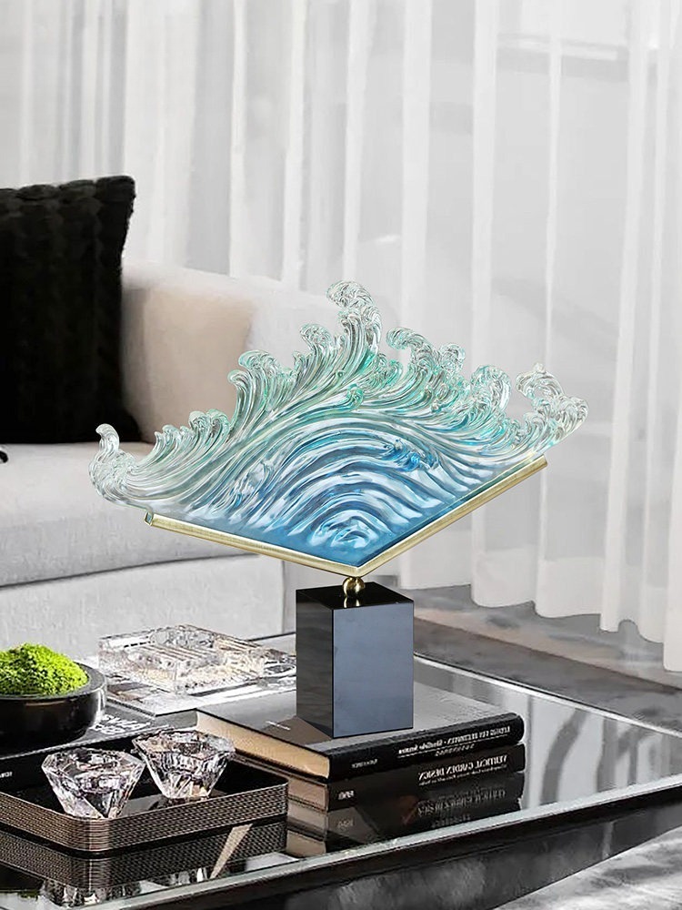 Resin Art Wedding Gift - รูปปั้นเรซินลายคลื่นทะเลแบบโปร่งแสง งานศิลปะสมัยใหม่ ของตกแต่งโต๊ะทำงาน ของตกแต่งบ้าน ห้องนั่งเล่น ของขวัญ