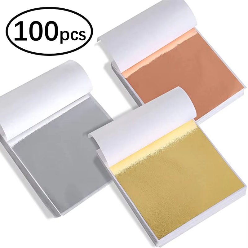 Resin Art Wedding Gift - กระดาษฟอยล์ทองแดงสีทอง/เงิน/ทองเหลือง 100 แผ่น สำหรับงาน DIY เรซิ่น