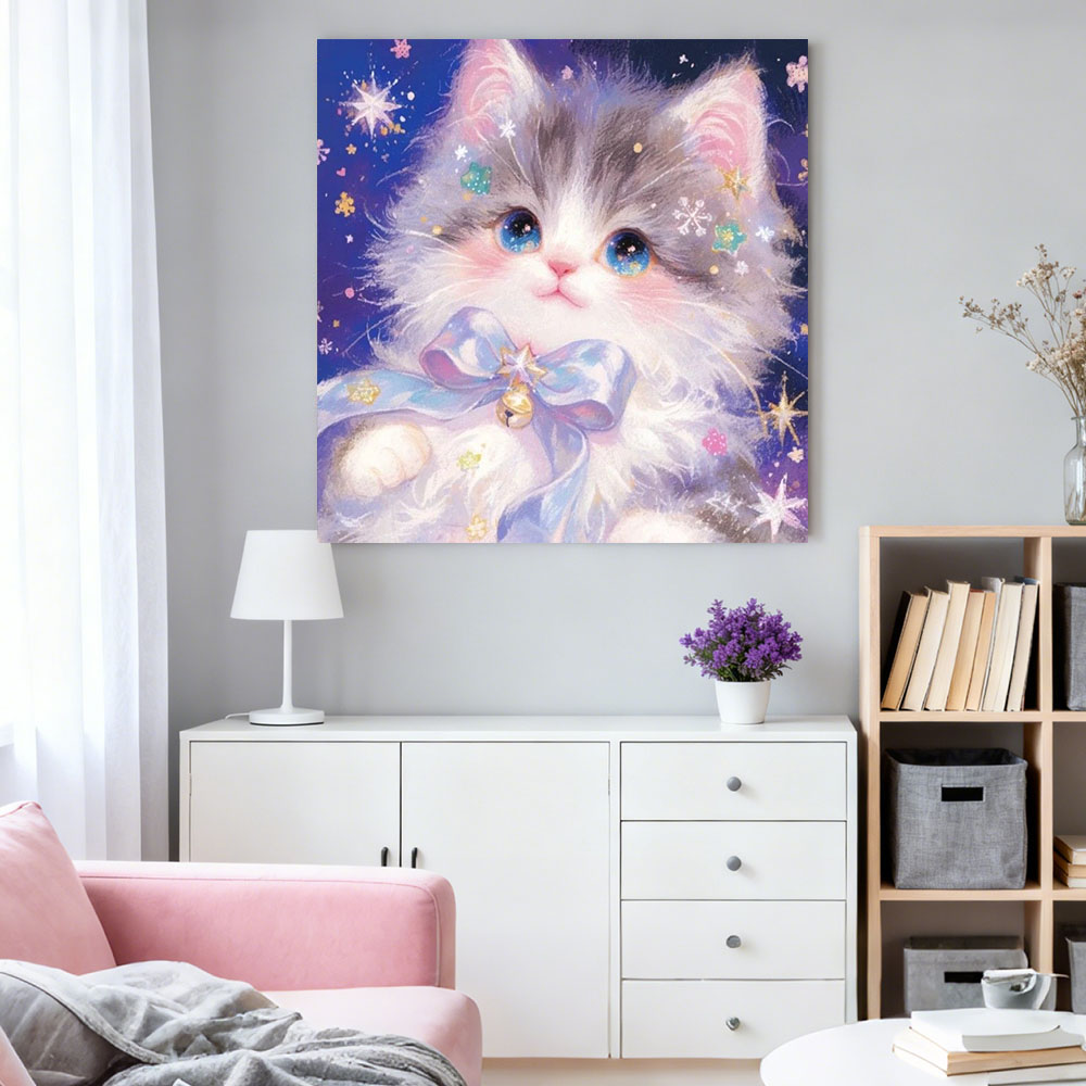 ภาพวาดเพชร AB ลายแมวน่ารัก แบบ - Resin Art Wallpaper บทวิจารณ์และราคา