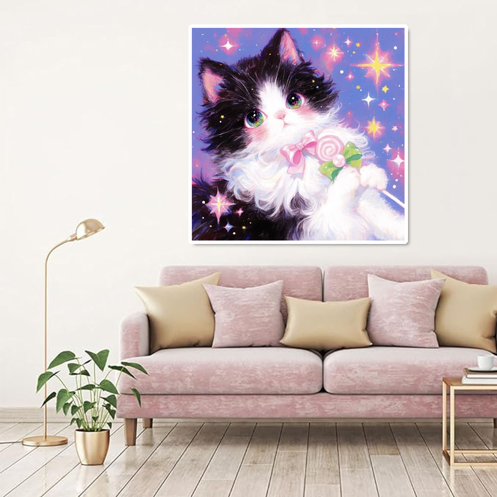 ภาพวาดเพชร AB ลายแมวน่ารัก แบบ - Resin Art Wallpaper บทวิจารณ์และราคา