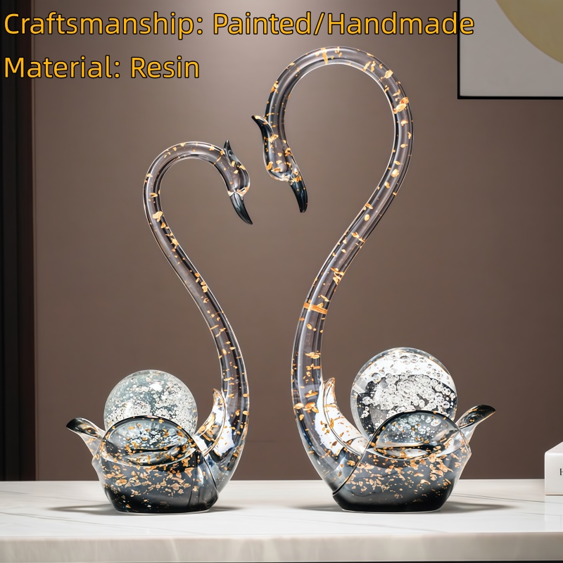 รูปปั้นคู่หงส์เรซิ่นหรูหรา ของ - Resin Art Wedding Gift บทวิจารณ์และราคา