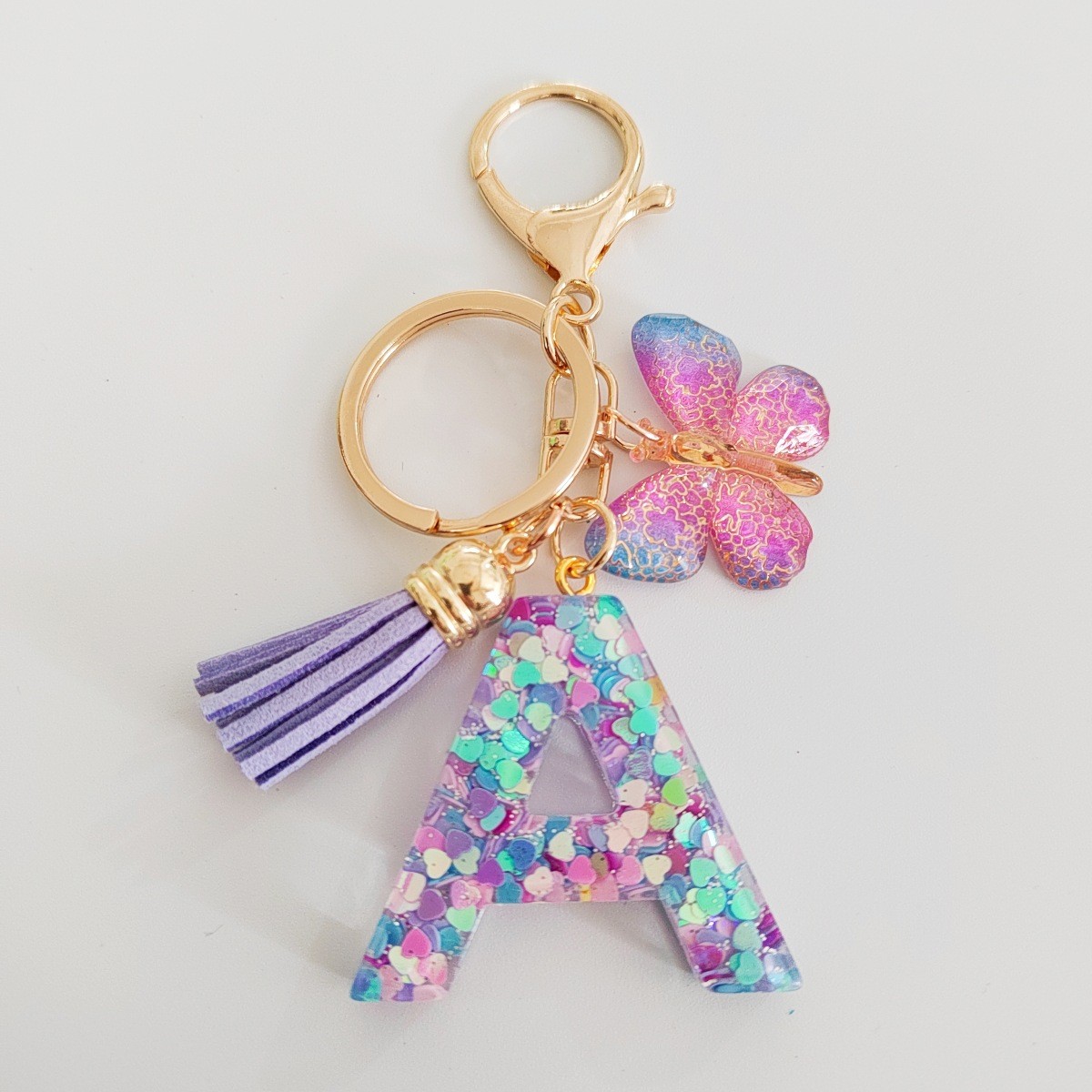 พวงกุญแจตัวอักษร A-Z26 ลายผีเส - Resin Art Alphabet บทวิจารณ์และราคา